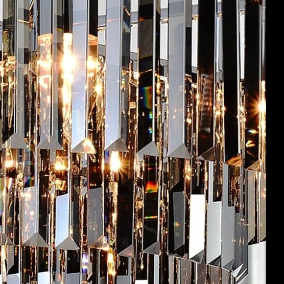 Luxe Chrome Smoke Crystal Modern Contemporary Chandelier Pendant Ceiling Light - Picture 6 of 11